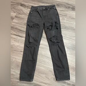American eagle jeans size 0 black ripped jeans